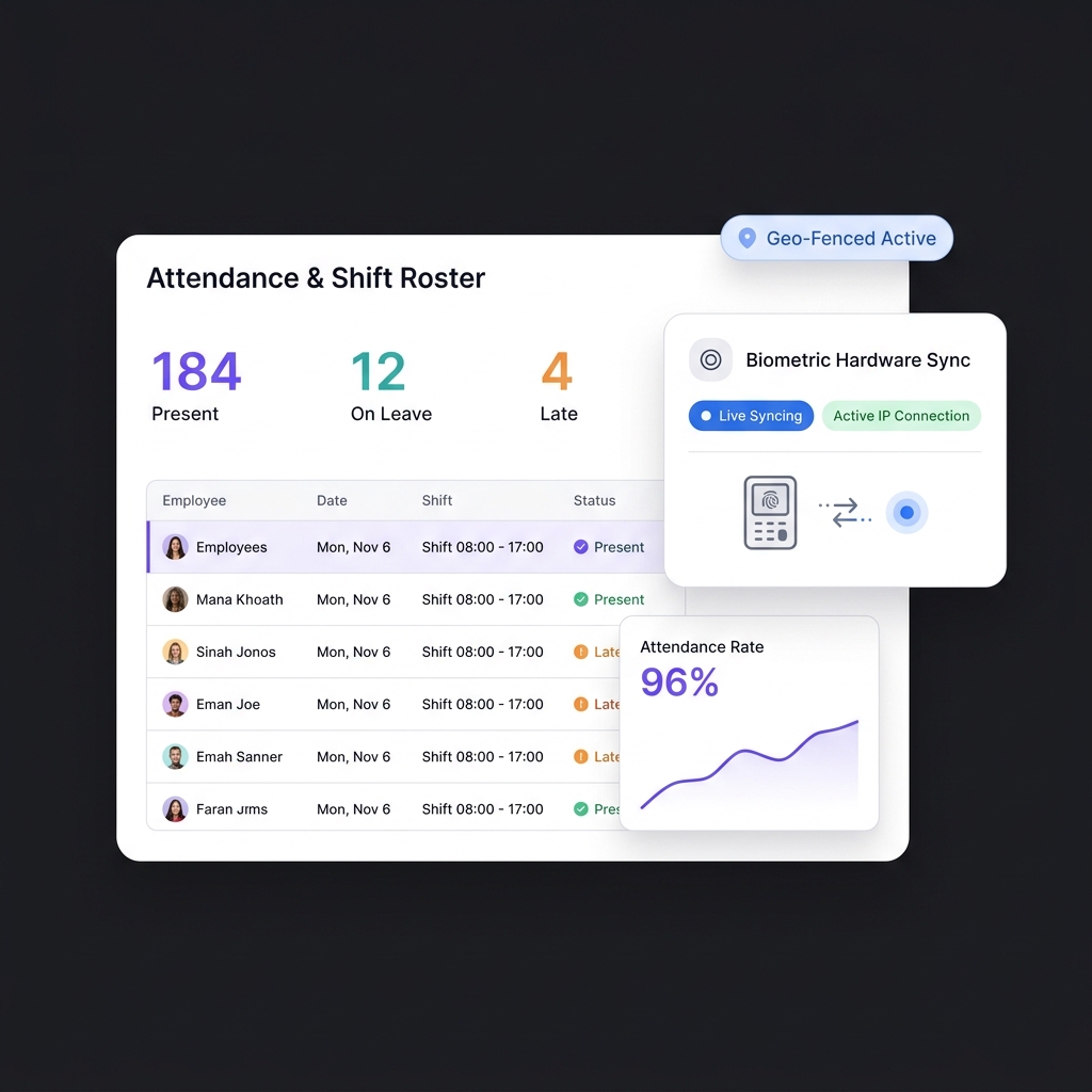 Time and Attendance Tracking SaaS UI Mockup