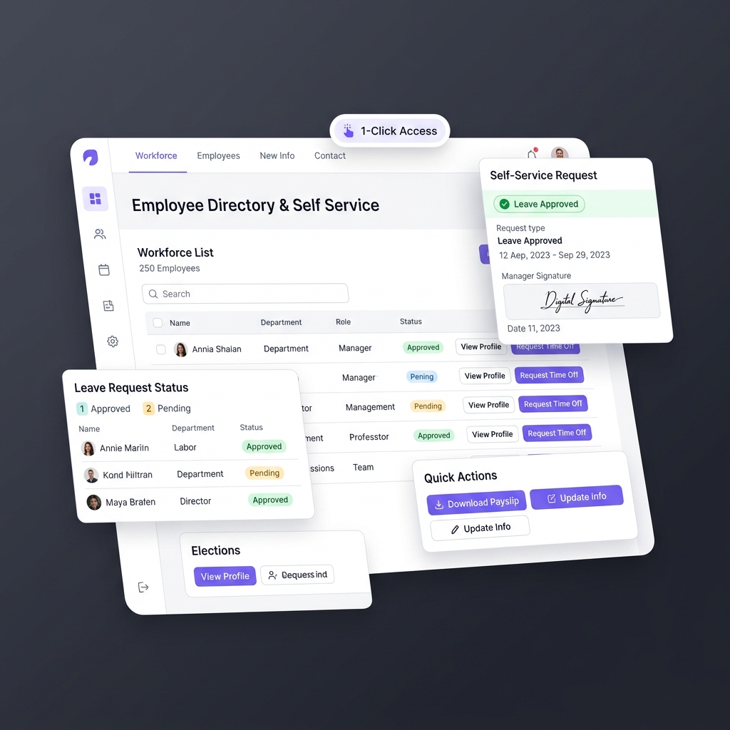 Employee Directory & Self Service Portal SaaS UI Mockup
